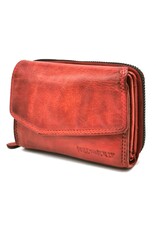 HillBurry Leather Wallets - Hillburry Wallet with Cover Washed Leather Red "L"