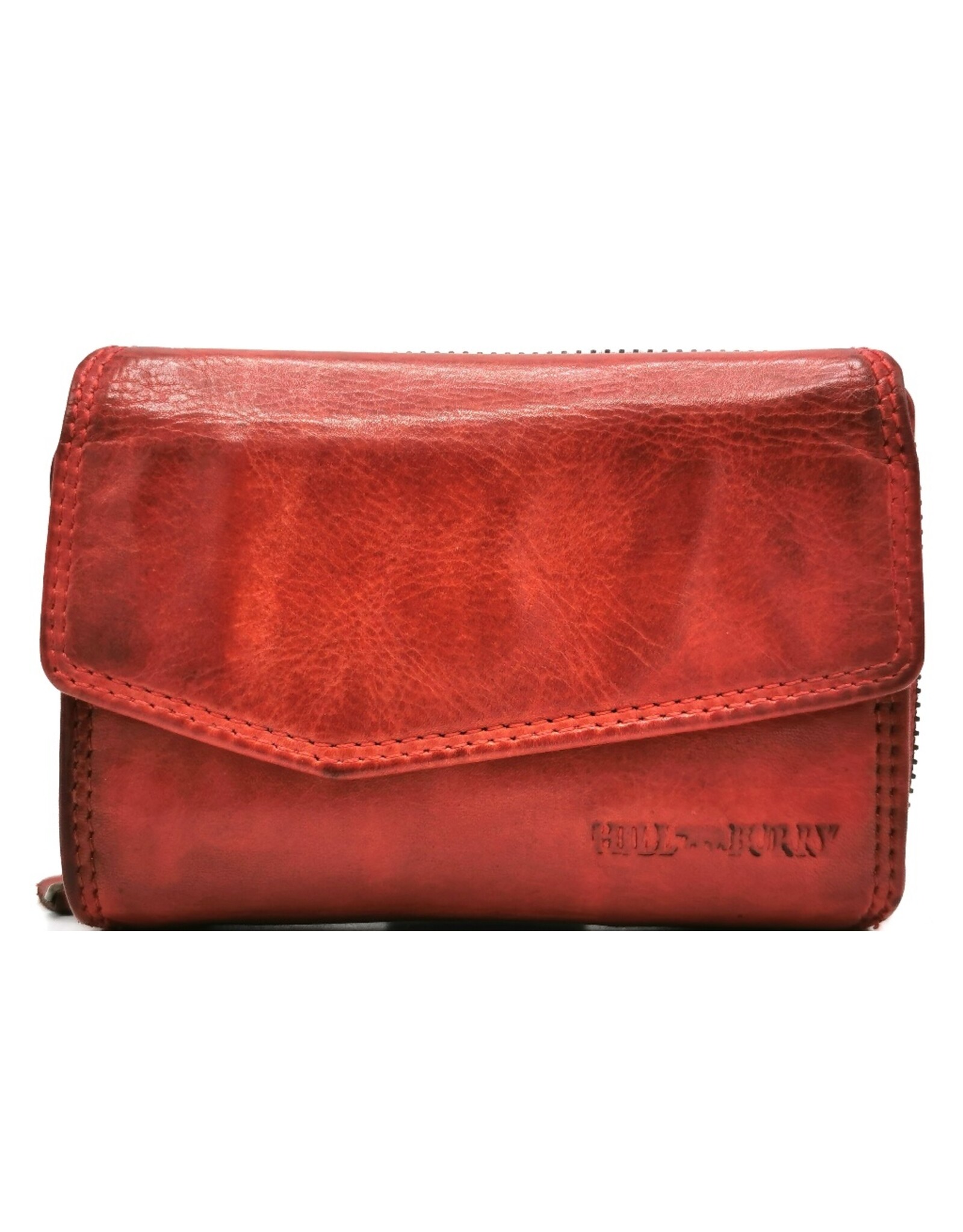 HillBurry Leather Wallets - Hillburry Wallet with Cover Washed Leather Red "L"
