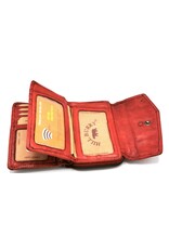 HillBurry Leather Wallets - Hillburry Wallet with Cover Washed Leather Red "L"