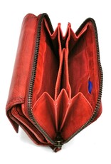 HillBurry Leather Wallets - Hillburry Wallet with Cover Washed Leather Red "L"