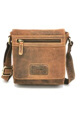 Hunters Leren Schoudertassen Leren crossbody tassen - Hunters Crossbody tas met rechte omslag klein formaat