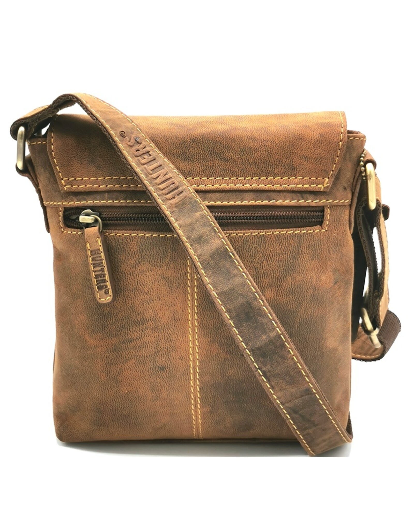 Hunters Leren Schoudertassen Leren crossbody tassen - Hunters Crossbody tas met rechte omslag klein formaat