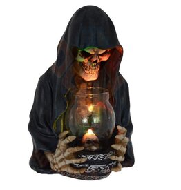 Vogler Magere Hein kijkt in een lamp buste met led-licht