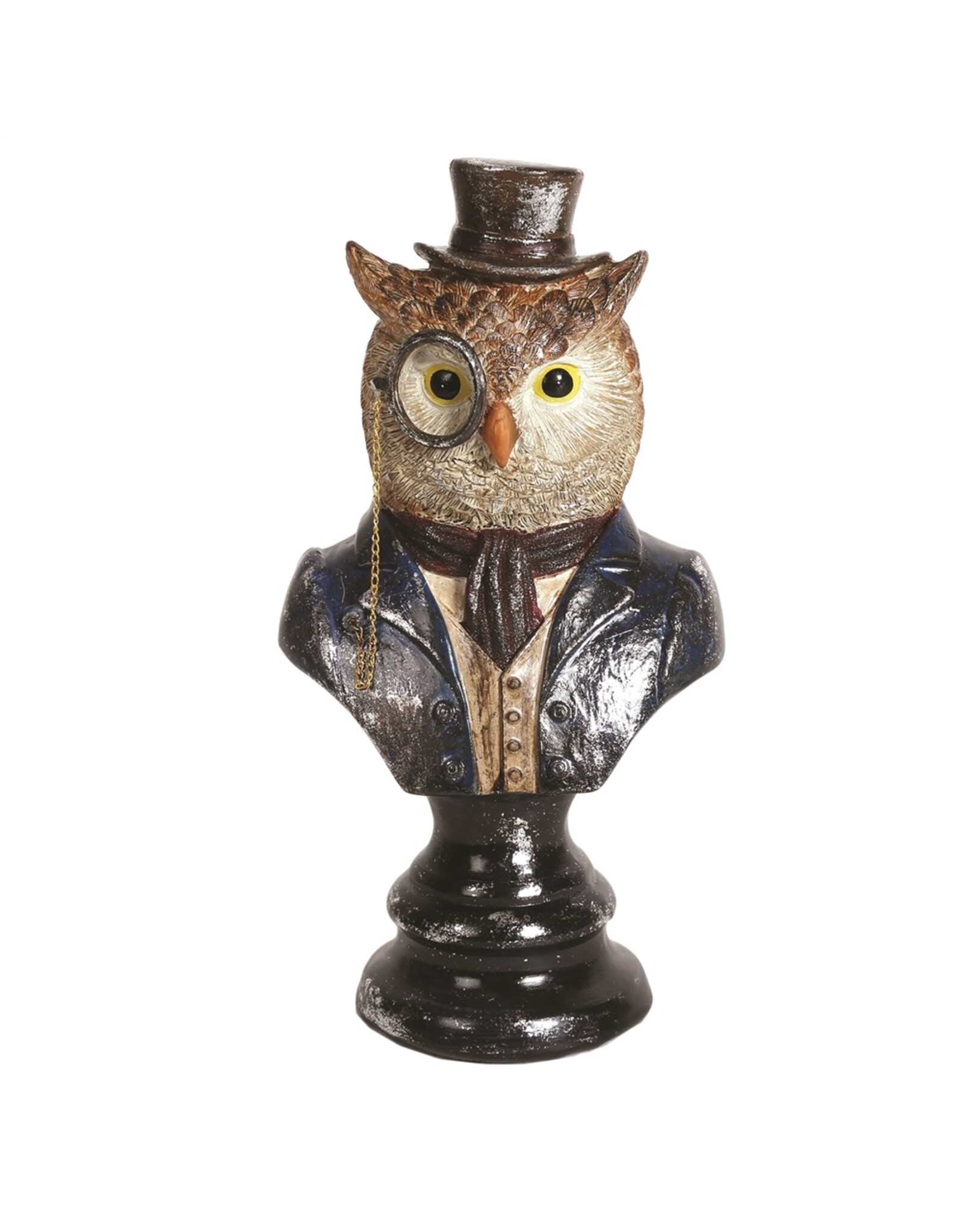 Sparks Giftware Figurines Collectables - Owl with Monocle and High Hat Bust 17.5cm