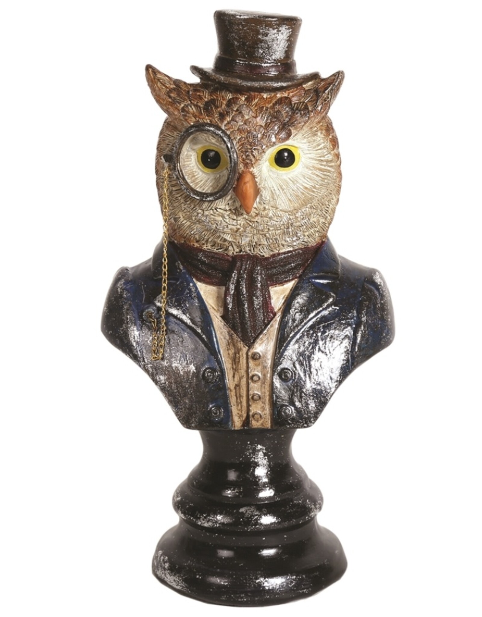 Sparks Giftware Figurines Collectables - Owl with Monocle and High Hat Bust 17.5cm