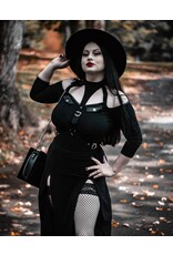 Restyle Gothic en Steampunk accessoires - Zwarte Gothic Hoed met brede rand 'Witch'