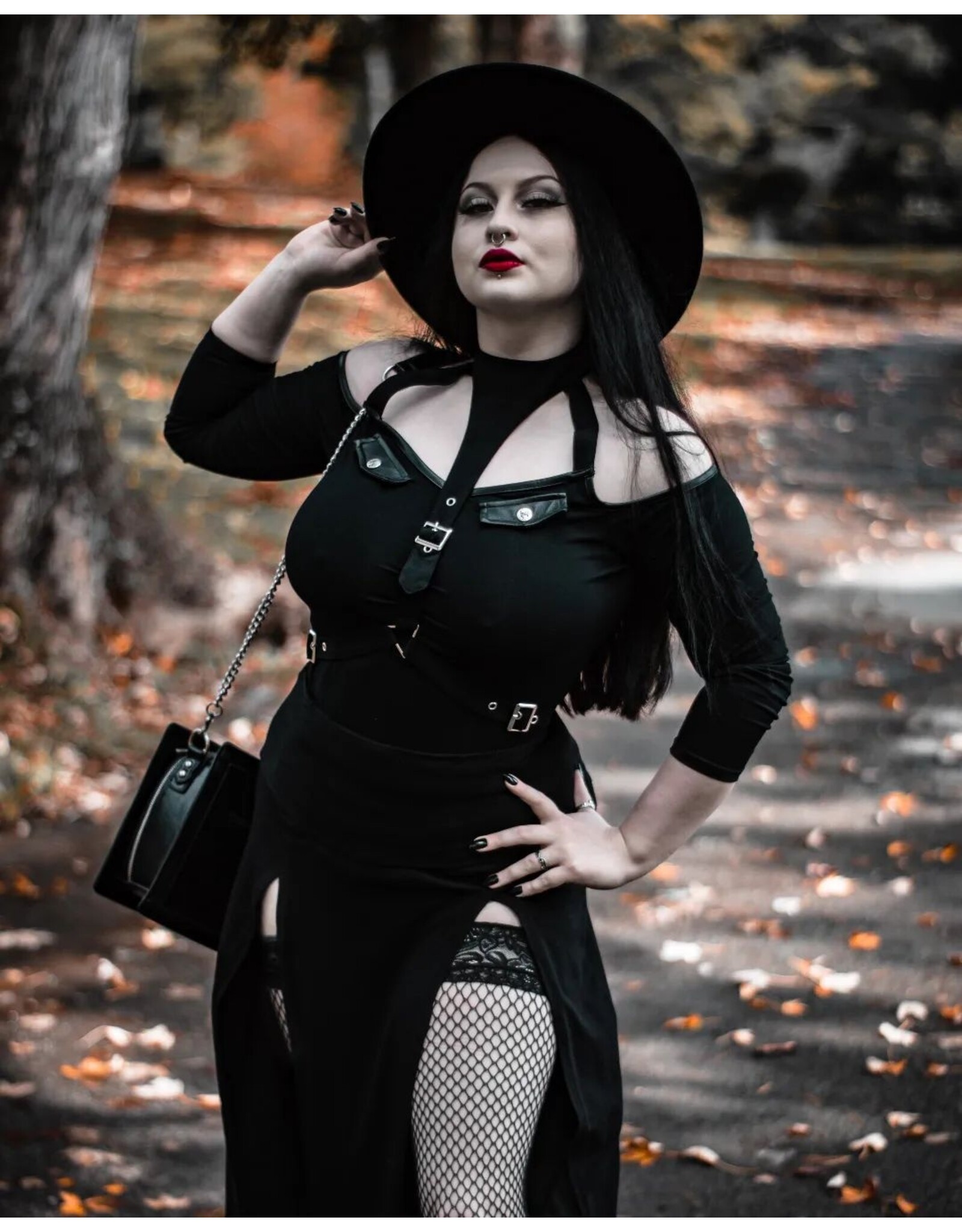 Restyle Gothic and Steampunk accessories - Black Gothic Hat with wide brim 'Witch'