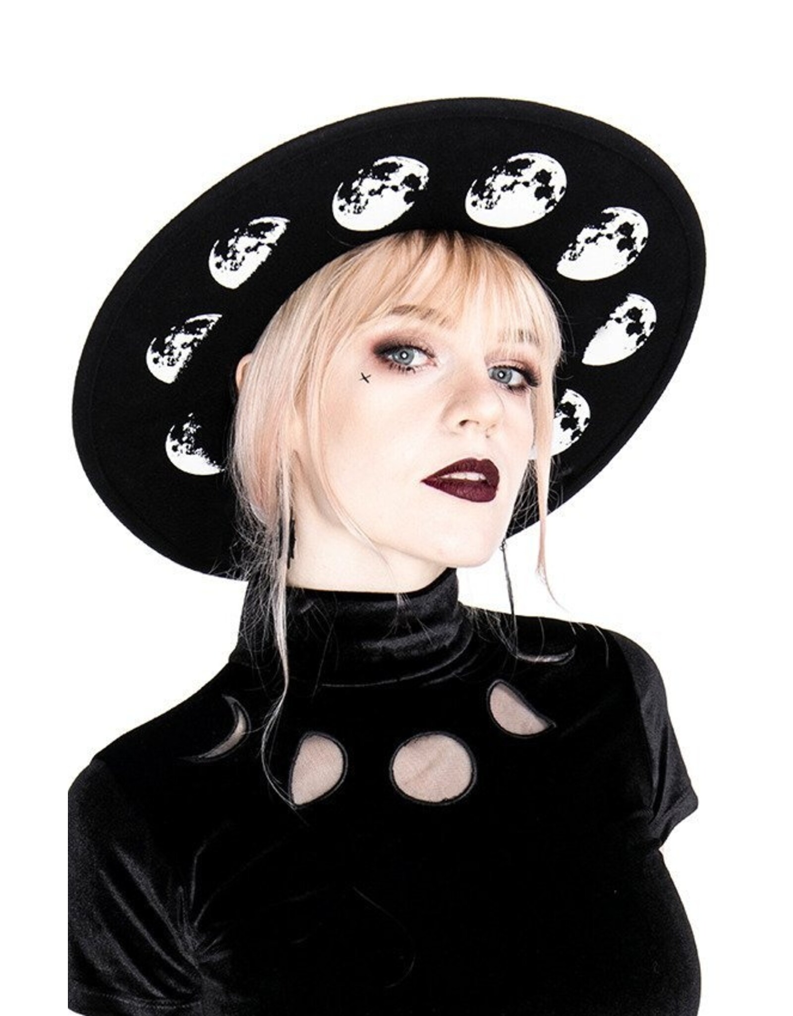 Restyle Gothic and Steampunk accessories - Moon Phases Hat with wide brim Restyle