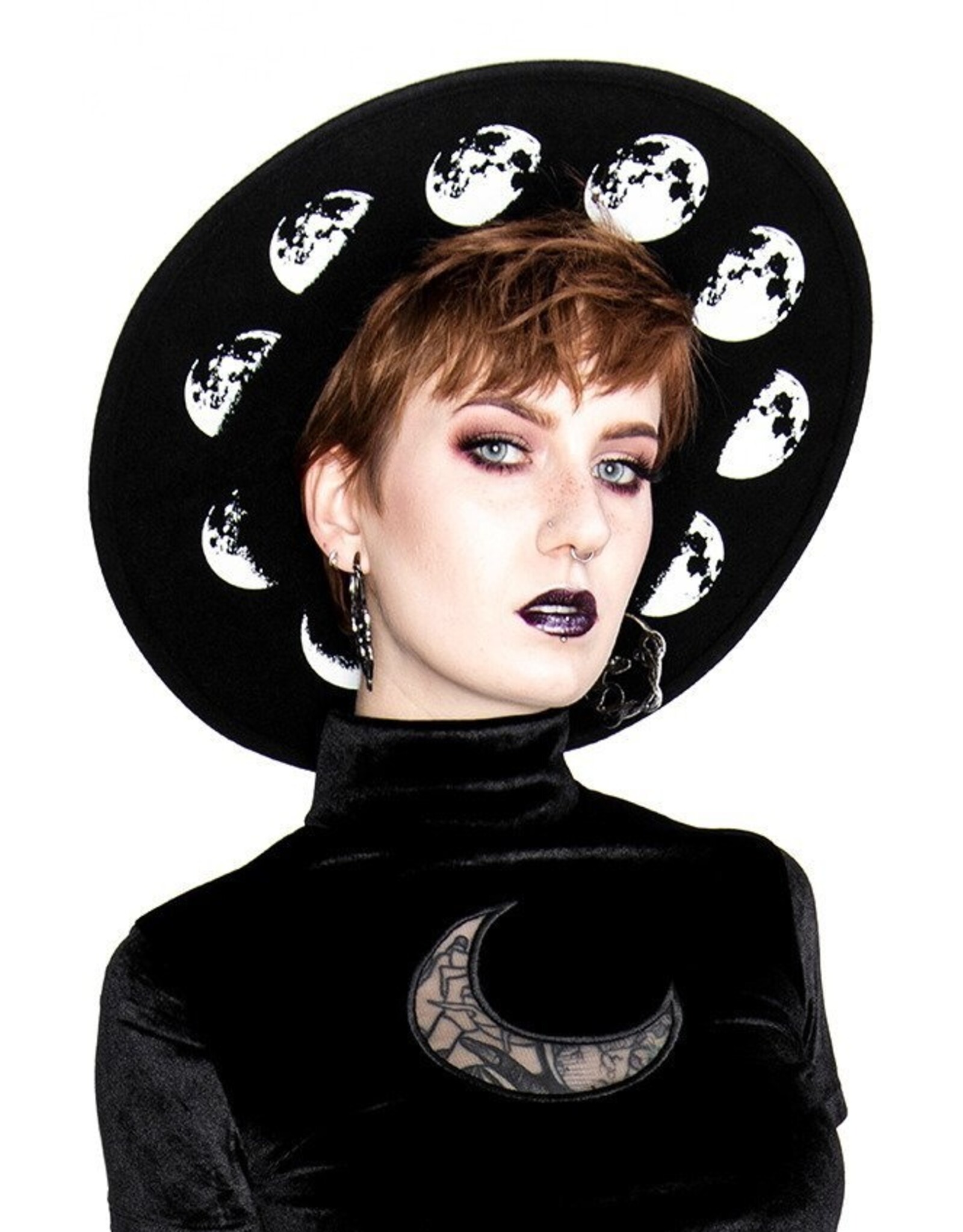 Restyle Gothic and Steampunk accessories - Moon Phases Hat with wide brim Restyle