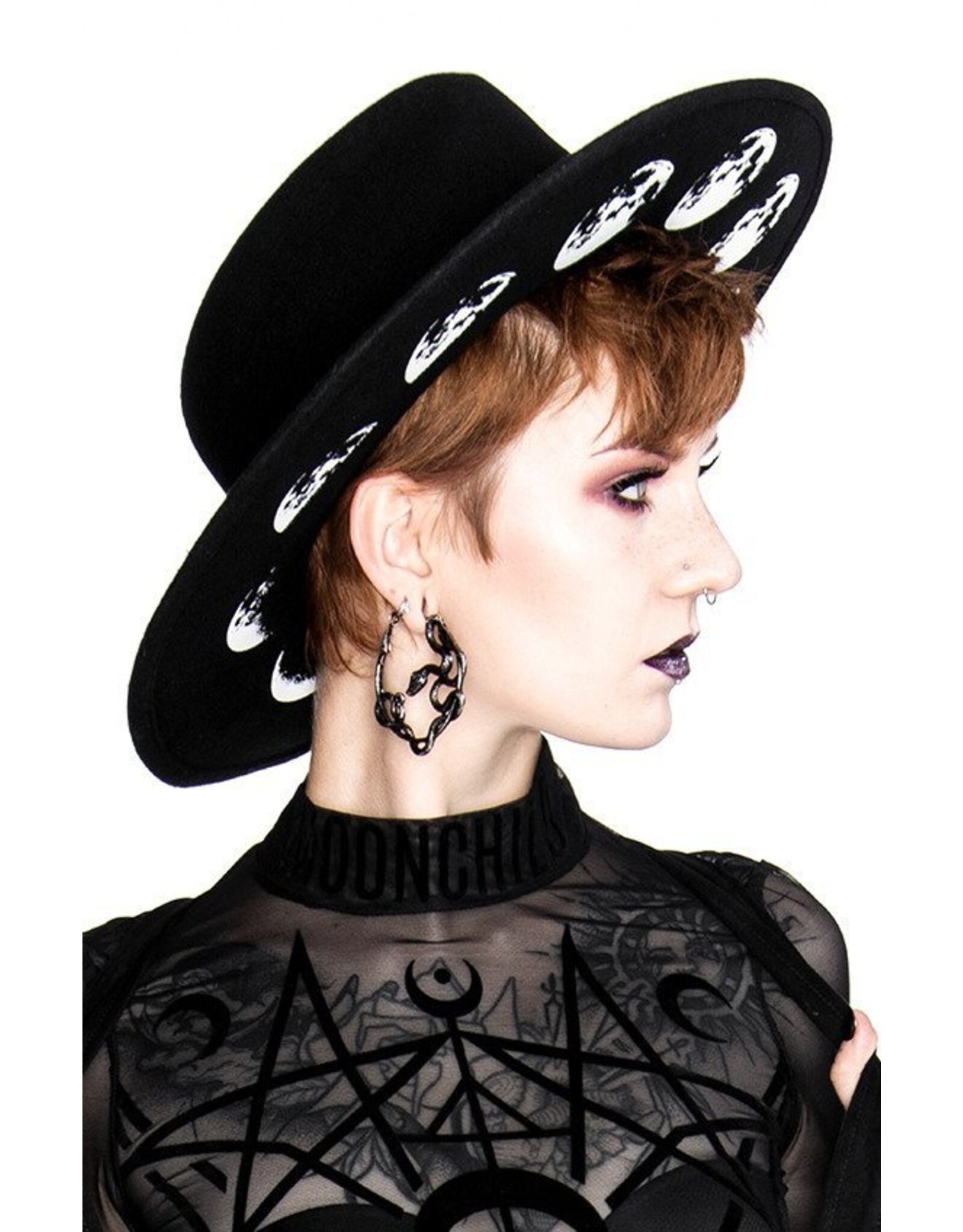 Restyle Gothic and Steampunk accessories - Moon Phases Hat with wide brim Restyle
