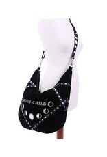 Restyle Gothic bags Steampunk bags - Moon Child Black Velvet Hobo bag with  Moon Phases Embroidery