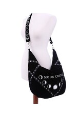 Restyle Gothic bags Steampunk bags - Moon Child Black Velvet Hobo bag with  Moon Phases Embroidery