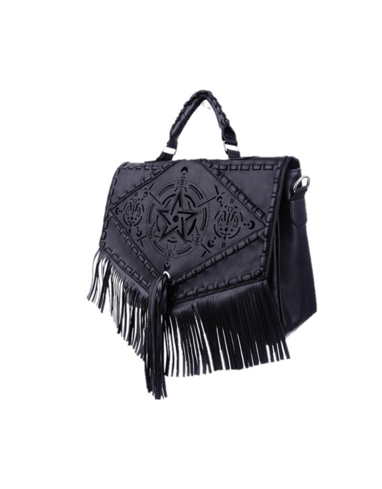 Restyle Gothic tassen Steampunk tassen - Witch Gothic Handtas met Franjes en Pentagram Restyle