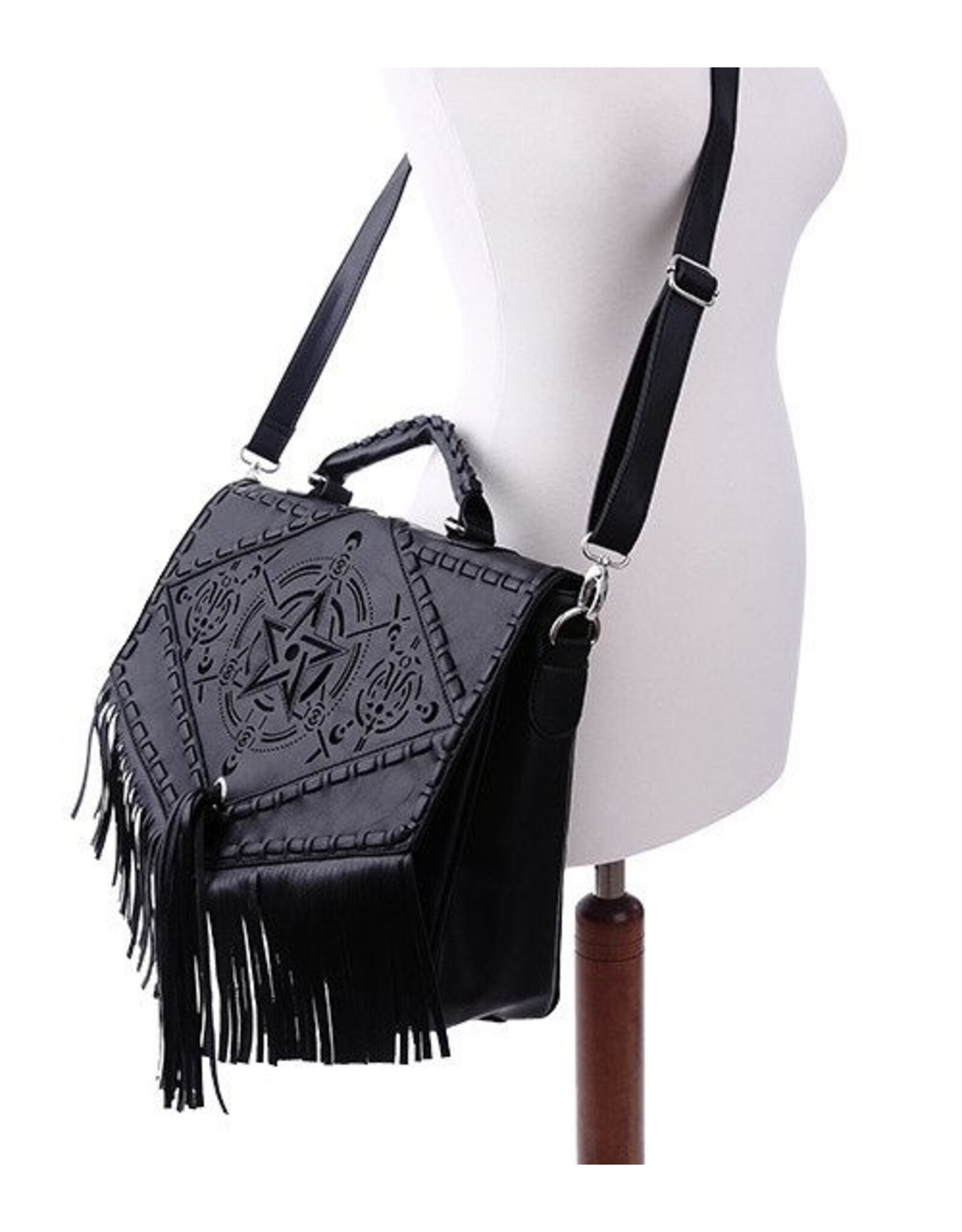 Restyle Gothic bags Steampunk bags - Witch Gothic Handbag with Fringes and Pentagram Restyle