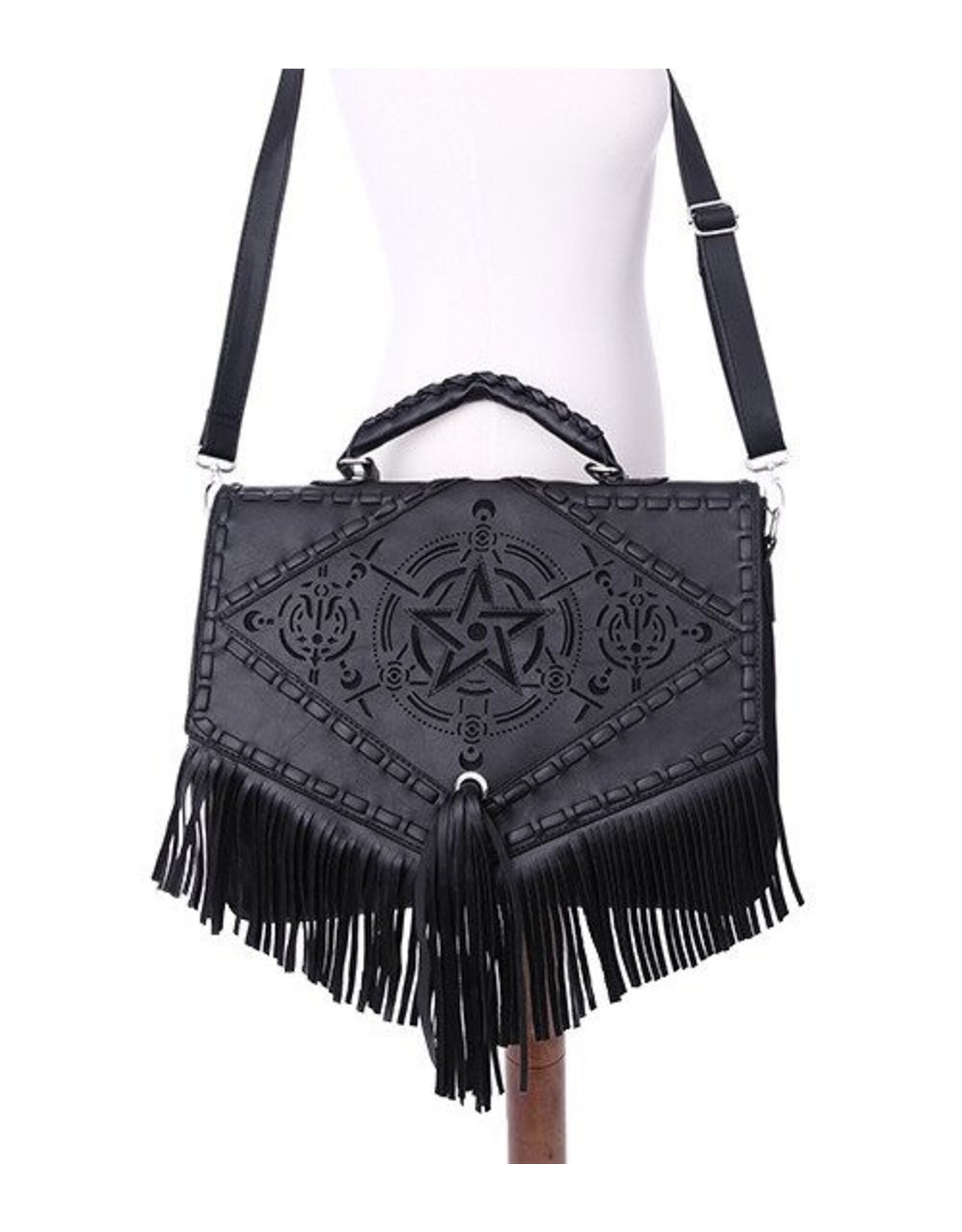 Restyle Gothic bags Steampunk bags - Witch Gothic Handbag with Fringes and Pentagram Restyle