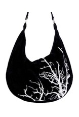 Restyle Gothic tassen Steampunk tassen - White Branches Fluwelen Hobo tas met Borduurwerk Restyle