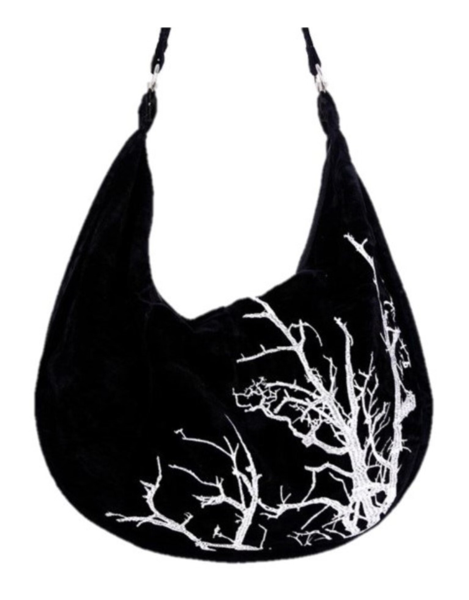 White Branches Black Velvet Hobo bag Restyle