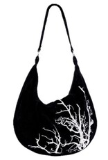 Restyle Gothic tassen Steampunk tassen - White Branches Fluwelen Hobo tas met Borduurwerk Restyle