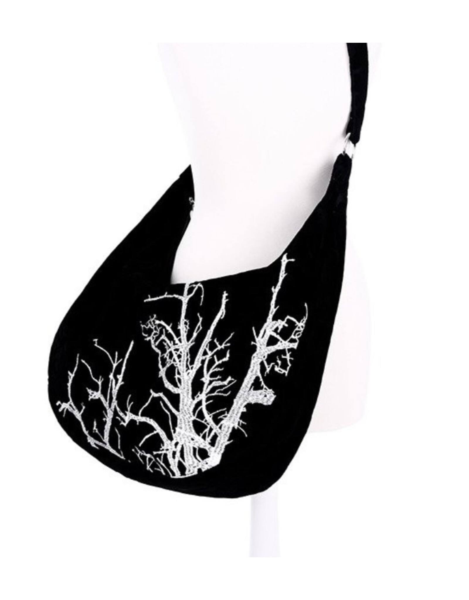 Restyle Gothic bags Steampunk bags - White Branches Hobo bag with Branches Embroidery Restyle