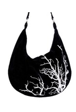 Restyle Gothic tassen Steampunk tassen - White Branches Fluwelen Hobo tas met Borduurwerk Restyle