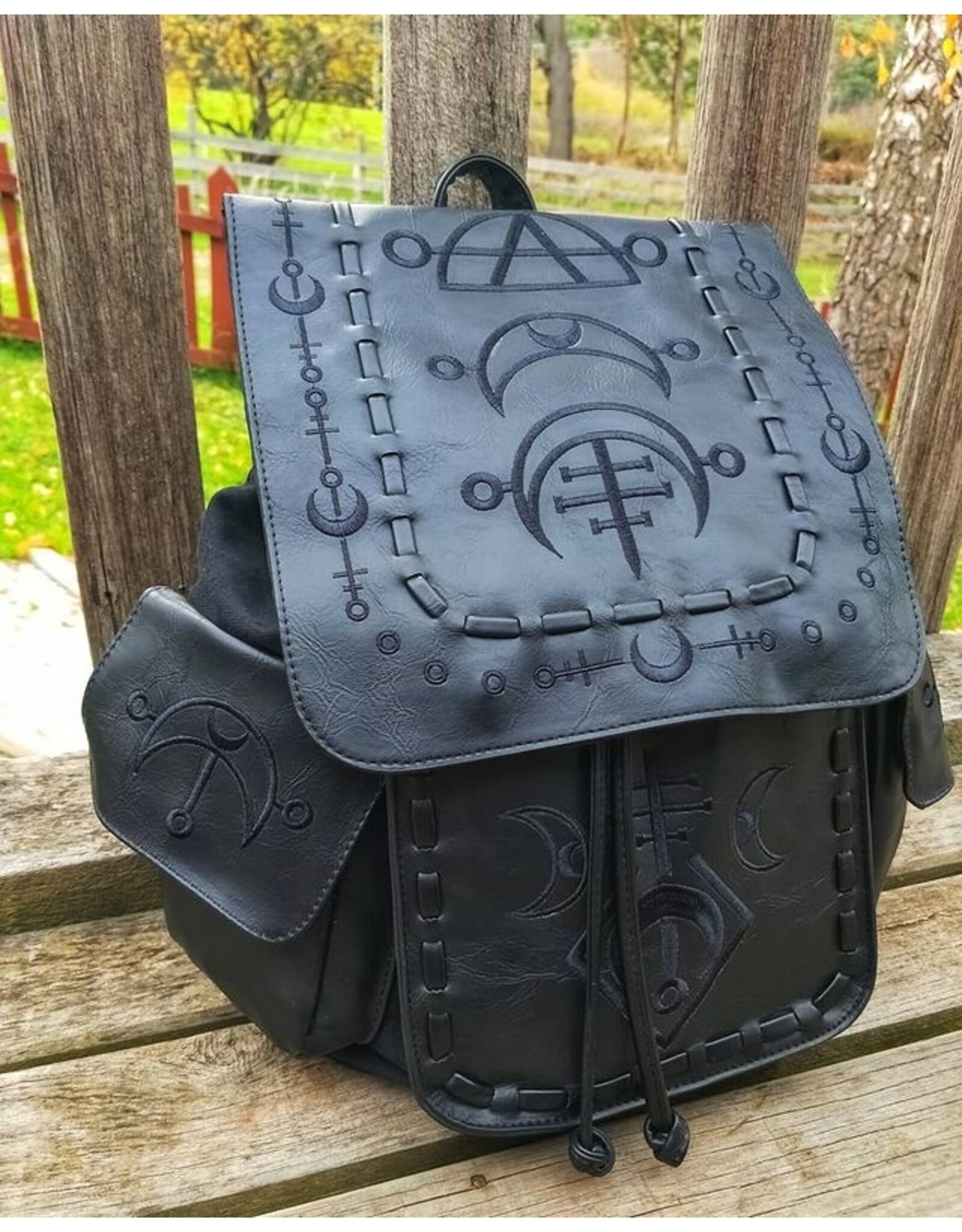 Restyle Gothic bags Steampunk bags - Gothic Backpack  with Black Runes Runic Moon Restyle