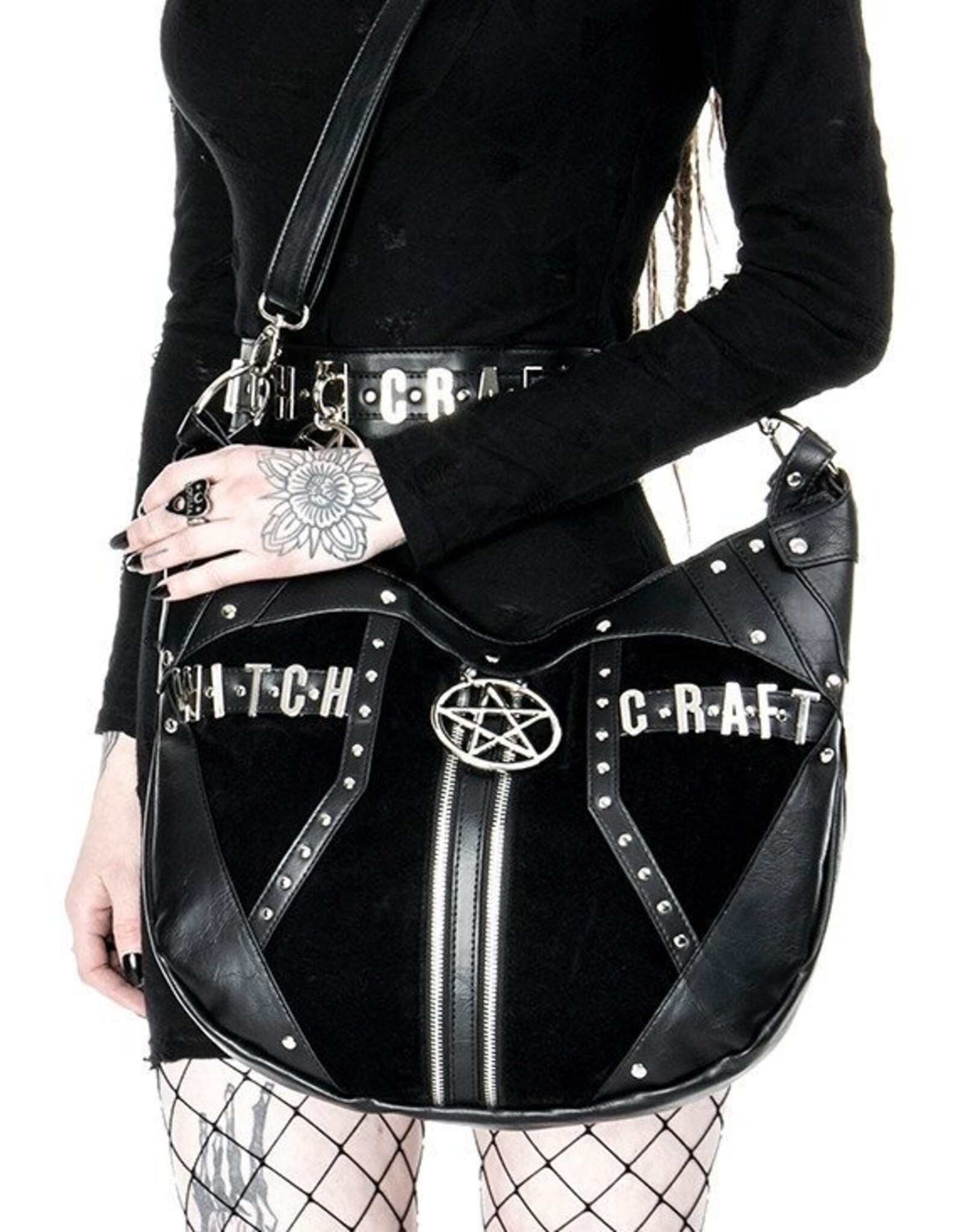 Restyle Gothic tassen Steampunk tassen - Gothic Hobo tas met Pentagram Witchcraft Restyle