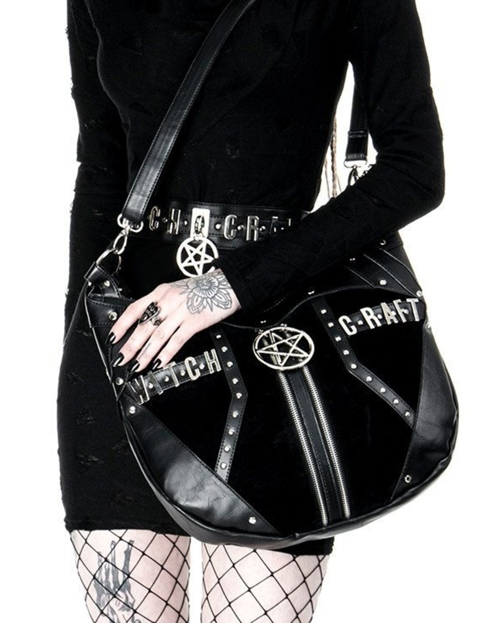 Restyle Gothic bags Steampunk bags - Gothic Hobo bag with Pentagram Witchcraft Restyle