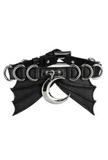 Restyle Gothic accessories -   Gothic BAT COLLAR collar with metal Moon and D-rings Restyle