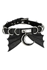 Restyle Gothic accessories -   Gothic BAT COLLAR collar with metal Moon and D-rings Restyle