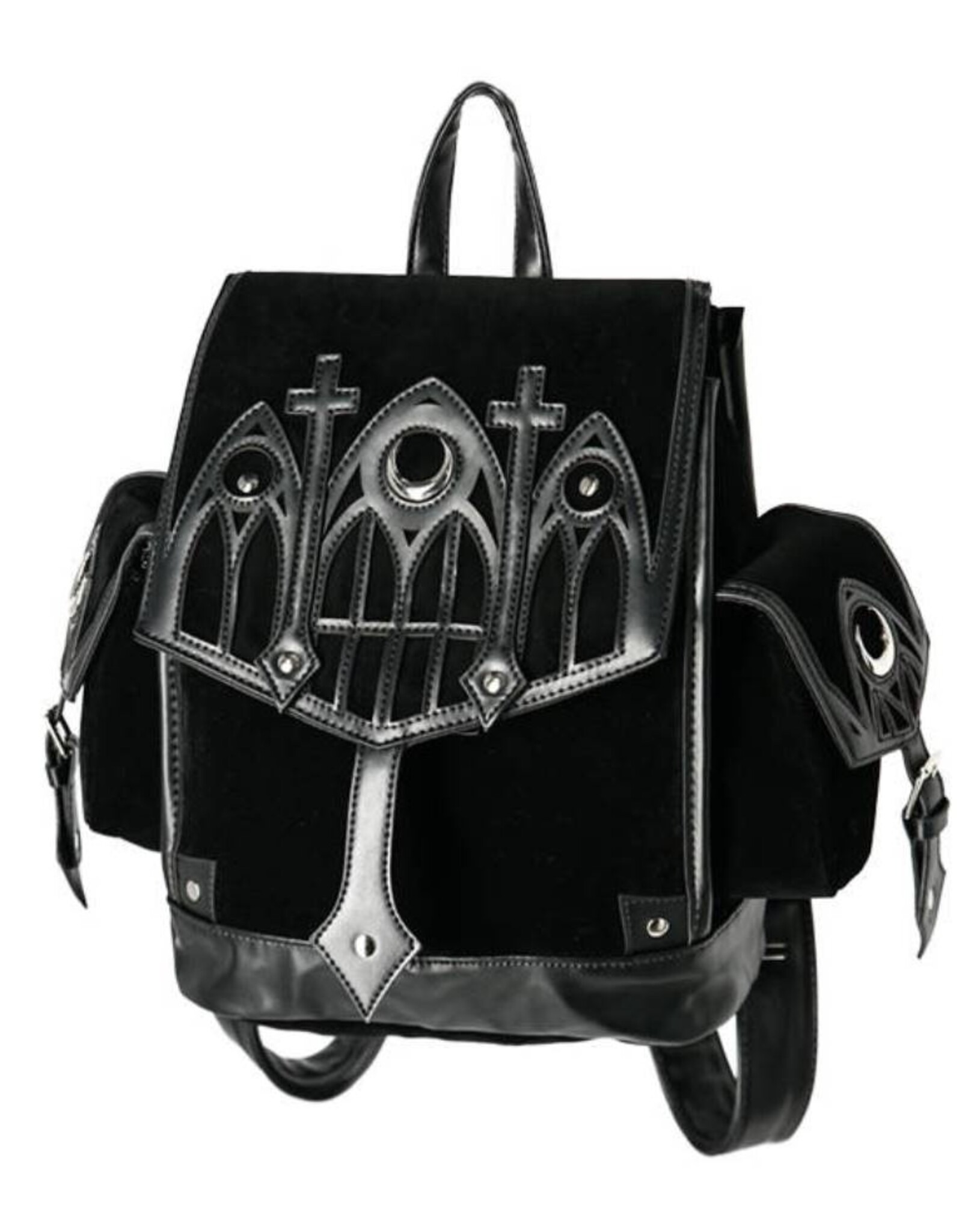 Restyle Gothic tassen Steampunk tassen - Gothic Cathedral Rugzak  Zwart Fluweel Restyle