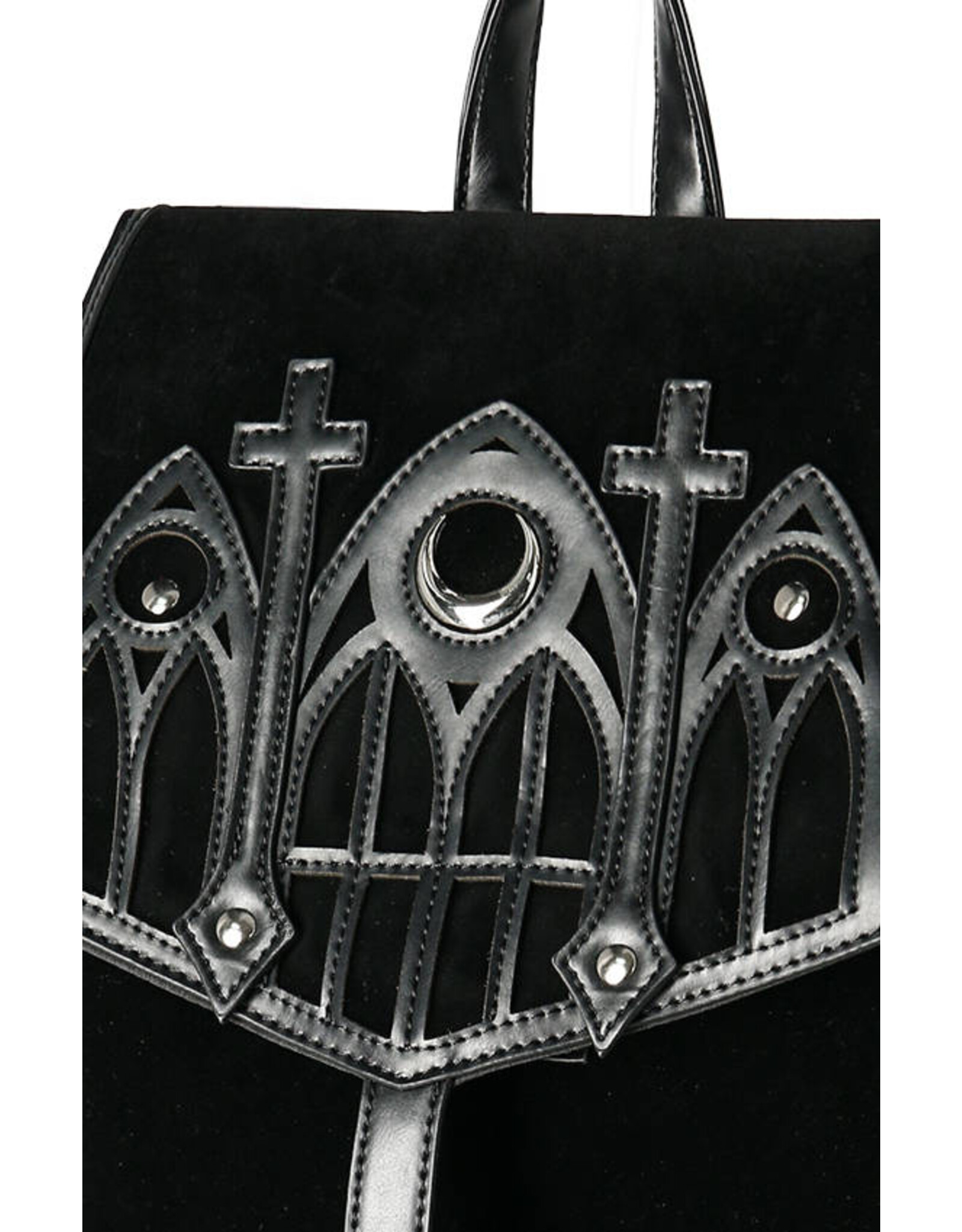 Cathedral Suitcase Black gothic bag with crescents - Restyle