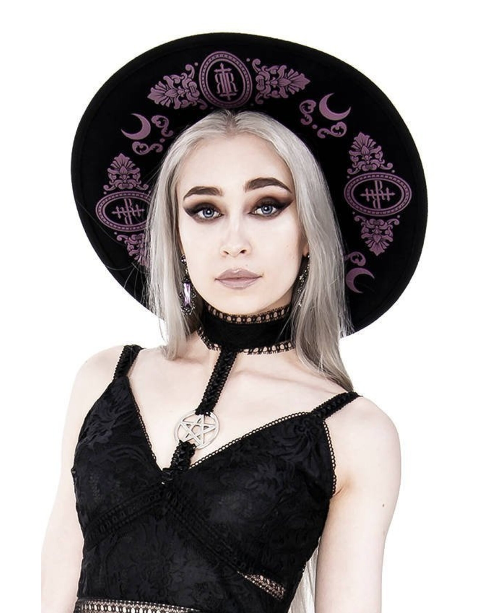 Restyle Gothic and Steampunk accessories -  Gothic Hat with Burgundy Monogram Baroque Restyle