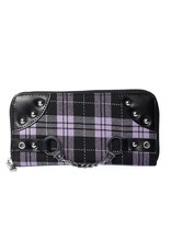 Banned Gothic portemonnees - Tartan Portemonnee met Handboeien (paars)