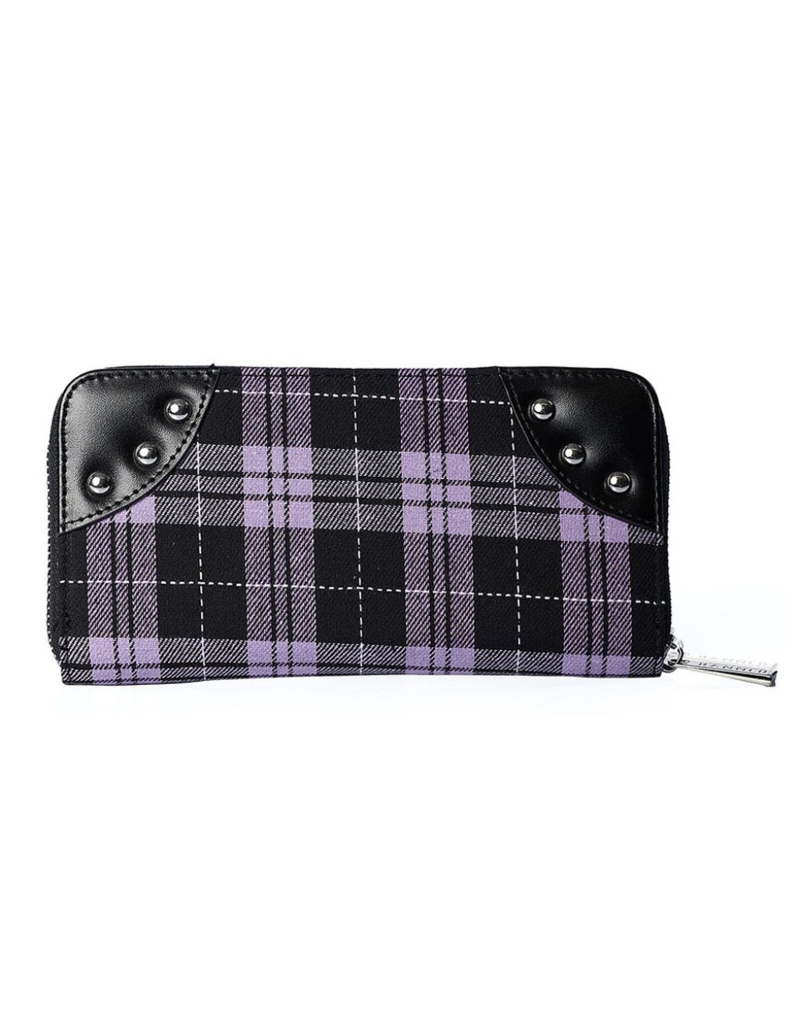 Banned Gothic portemonnees - Tartan Portemonnee met Handboeien (paars)