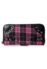 Banned Gothic portemonnees - Tartan Portemonnee met Handboeien (roze)