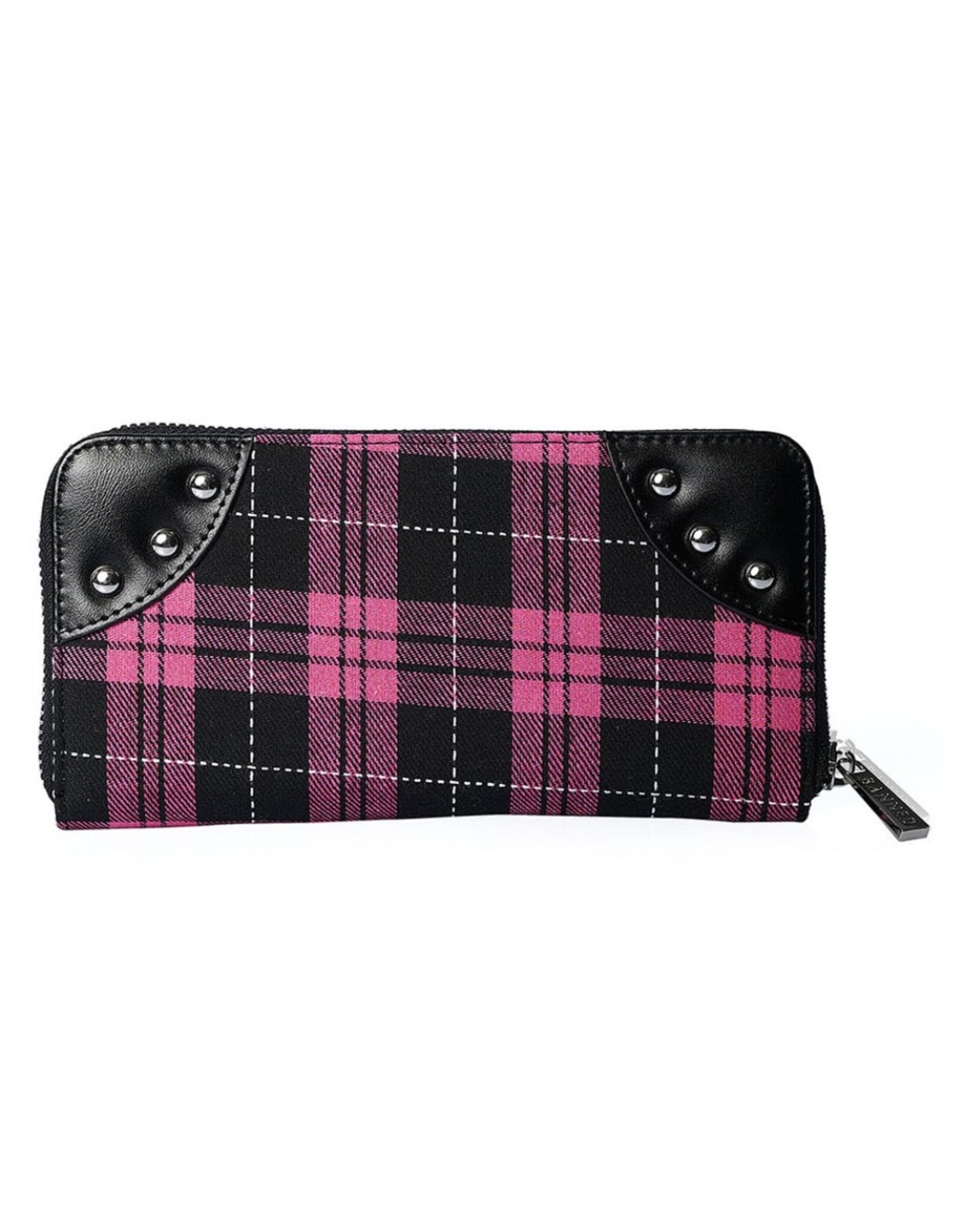 Banned Gothic portemonnees - Tartan Portemonnee met Handboeien (roze)