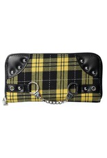 Banned Gothic wallets and Purses - Banned Tartan Wallet with Handcuffs (yellow)