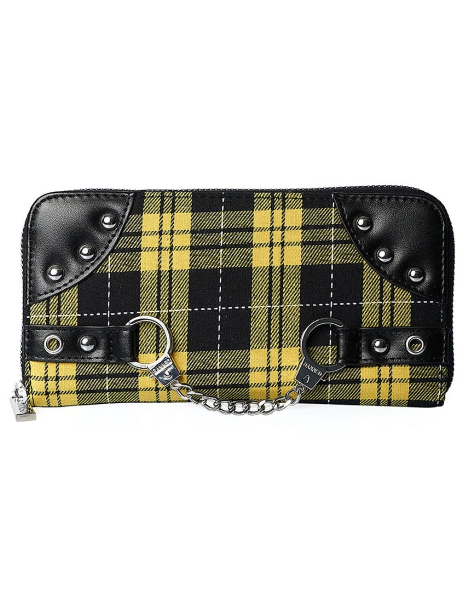 Banned Gothic wallets and Purses - Banned Tartan Wallet with Handcuffs (yellow)