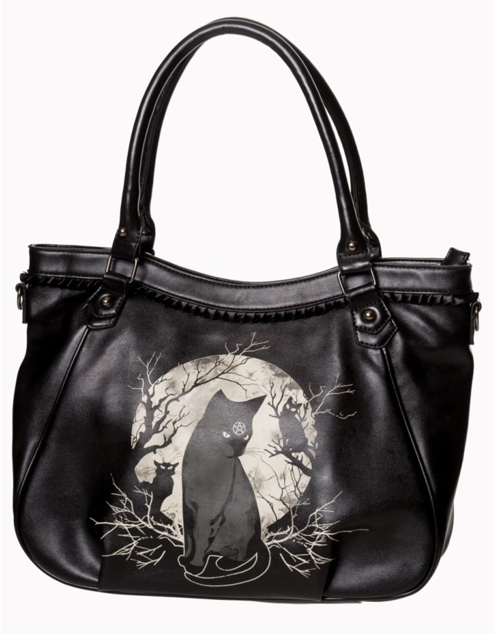 Banned Gothic Tassen Steampunk Tassen - Banned Hecate in Fool Moon Handtas met  Zwarte Kat