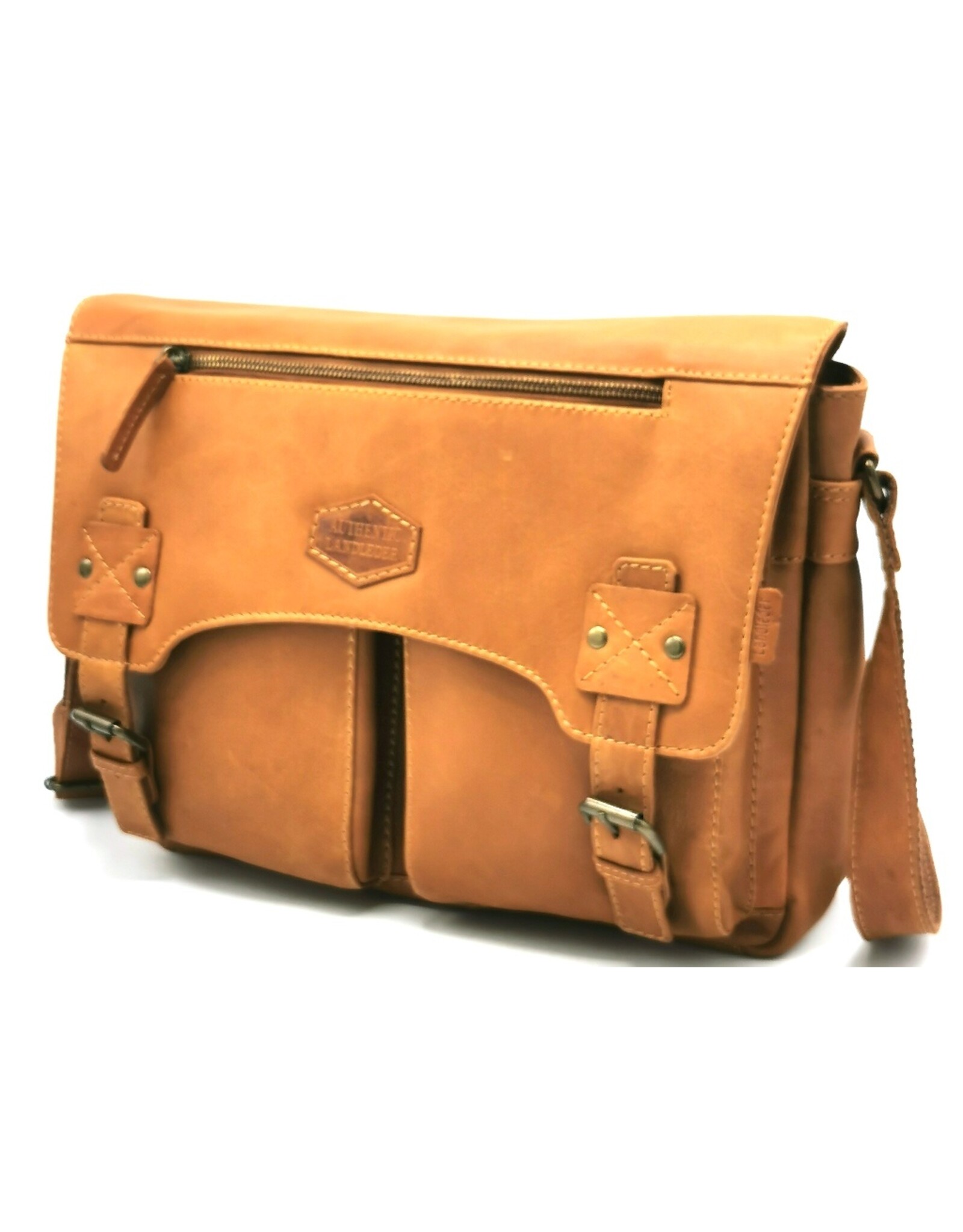 LandLeder Leren tassen - Leren Messengertas PINCH OF WAX 35cm