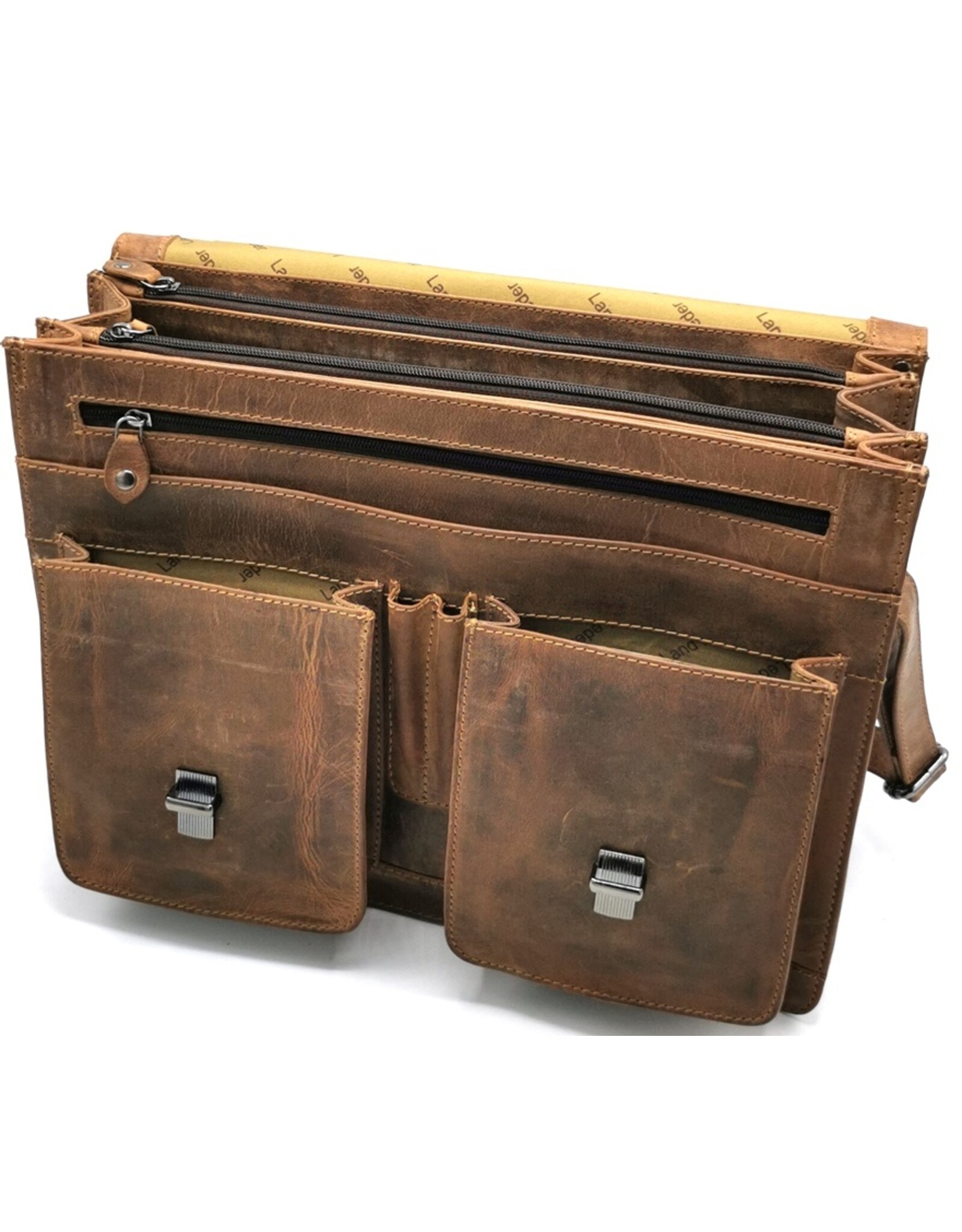 LandLeder Leather bags and Leather laptop bags - Briefcase OLD SCHOOL Vintage Leather