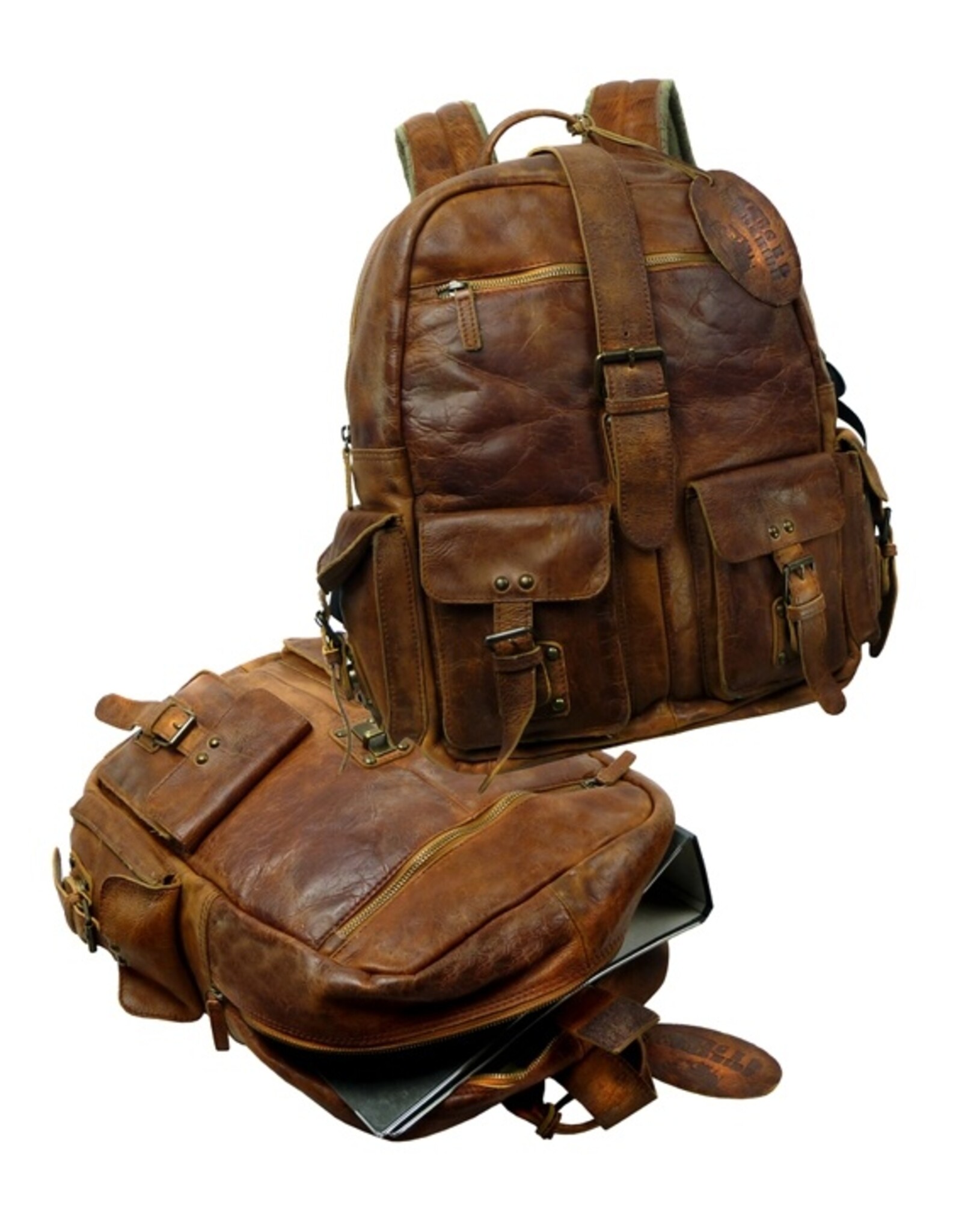 LandLeder Leather backpacks Leather shoppers - Leather Backpack JEROME XL Washed Leather