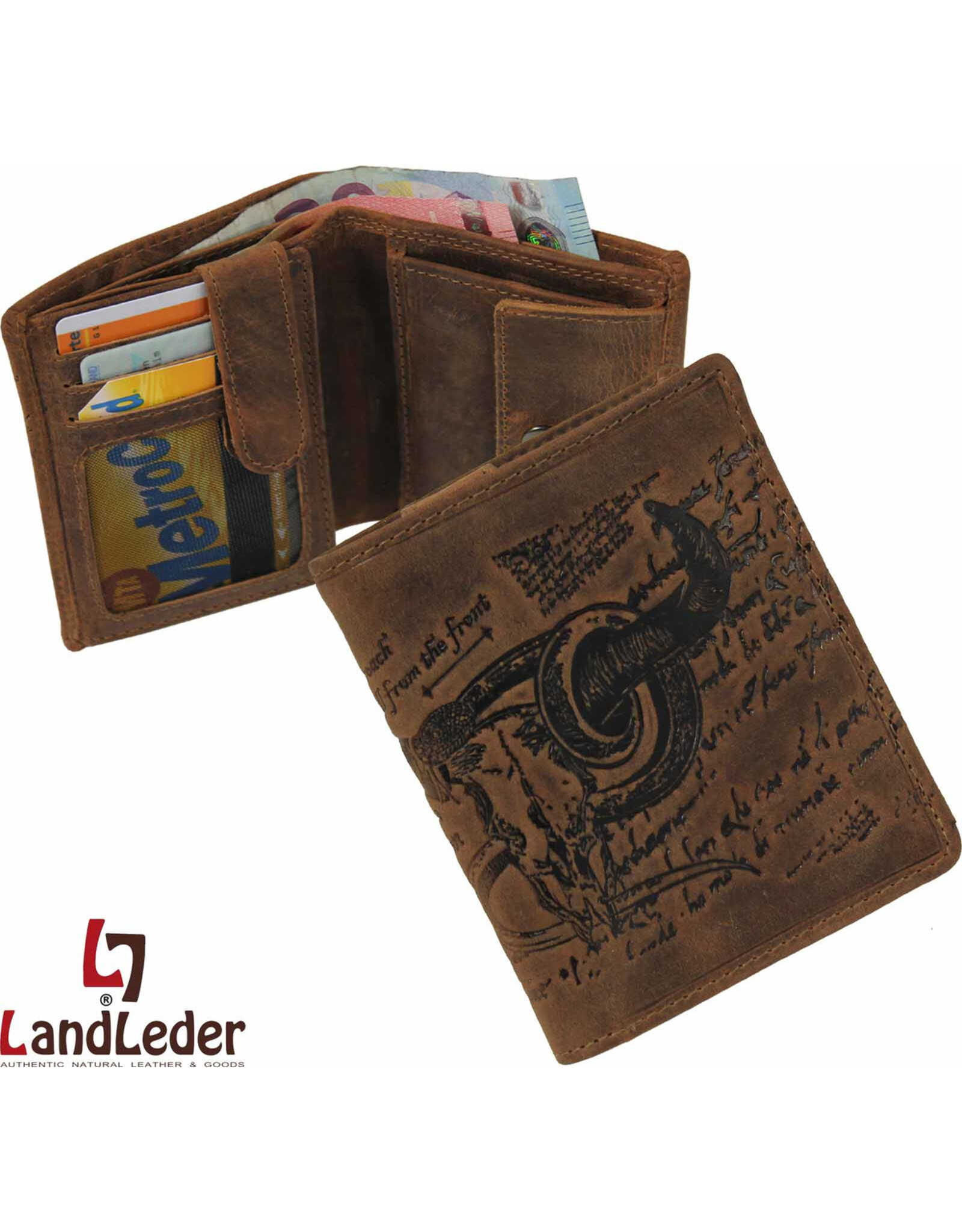 LandLeder Leather Wallets - Combi wallet BULL & SNAKE regular size, RFID