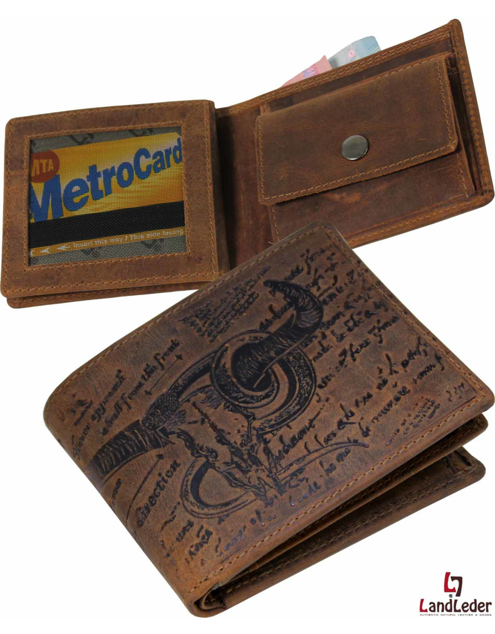 LandLeder Leather Wallets - LandLeder Billfold Wallet BULL & SNAKE with RFID