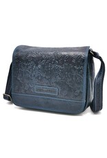HillBurry Leather bags - Hillburry Shoulder Bag with Embossed Leaves blue
