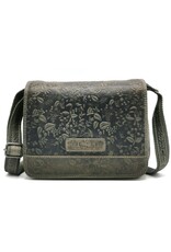 HillBurry Leather shoulder bags crossbody bags - Hillburry Shoulder Bag with Embossed Leaves grey/green