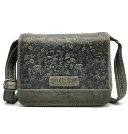 HillBurry Hillburry Shoulder Bag with Embossed Leaves grey/green