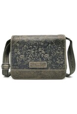 HillBurry Leather shoulder bags crossbody bags - Hillburry Shoulder Bag with Embossed Leaves grey/green