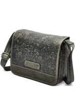 HillBurry Leather shoulder bags crossbody bags - Hillburry Shoulder Bag with Embossed Leaves grey/green