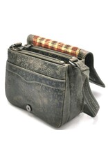 HillBurry Leren schoudertassen crossbody tassen - Hillburry Schoudertas met Bladeren Reliëf grijs/groen